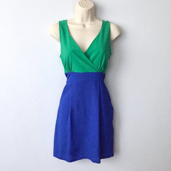My Story Blue Green Colorblock Dress - Picture 1 of 5
